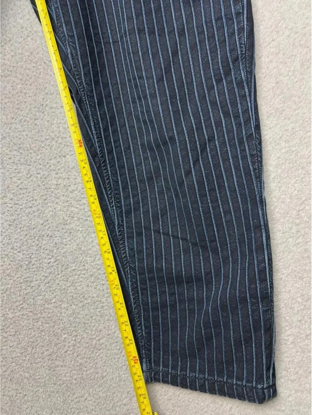 True Religion Devin PinStriped Cropped Jeans 34W Y2K Workwear Skater Retro